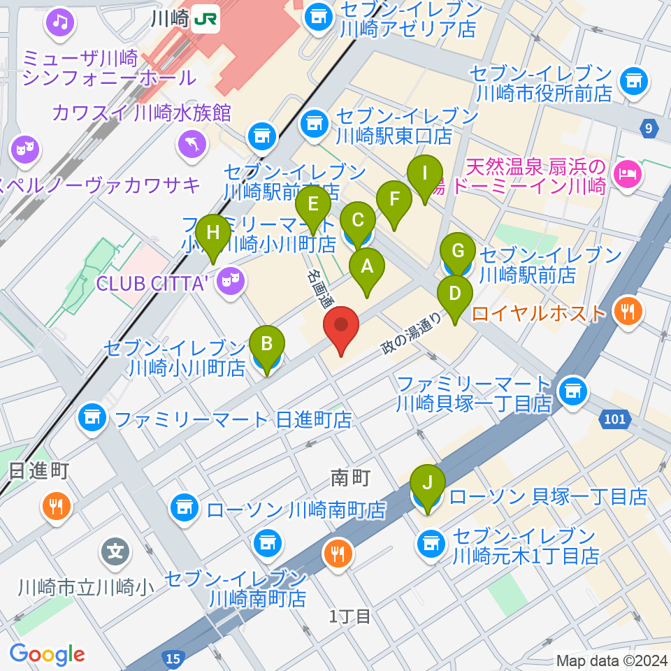 アイオン音楽スタジオ周辺のコンビニエンスストア一覧地図