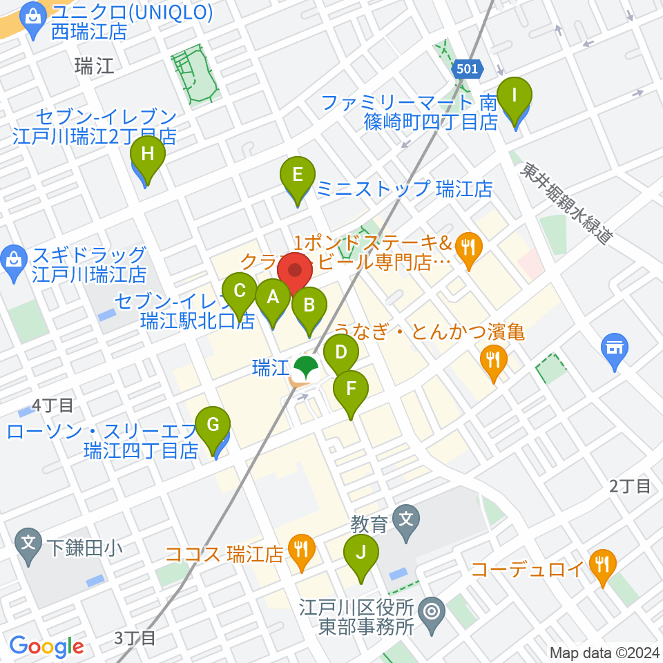 東部フレンドホール周辺のコンビニエンスストア一覧地図