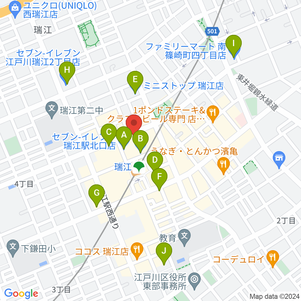 東部フレンドホール周辺のコンビニエンスストア一覧地図