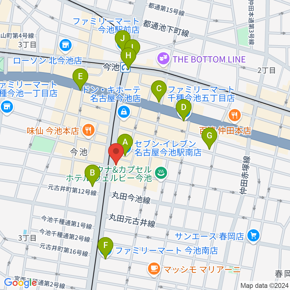 今池GROW周辺のコンビニエンスストア一覧地図