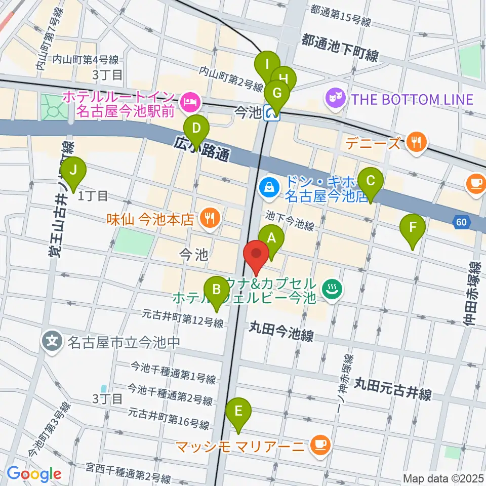 今池GROW周辺のコンビニエンスストア一覧地図