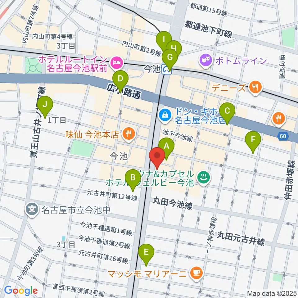 今池GROW周辺のコンビニエンスストア一覧地図