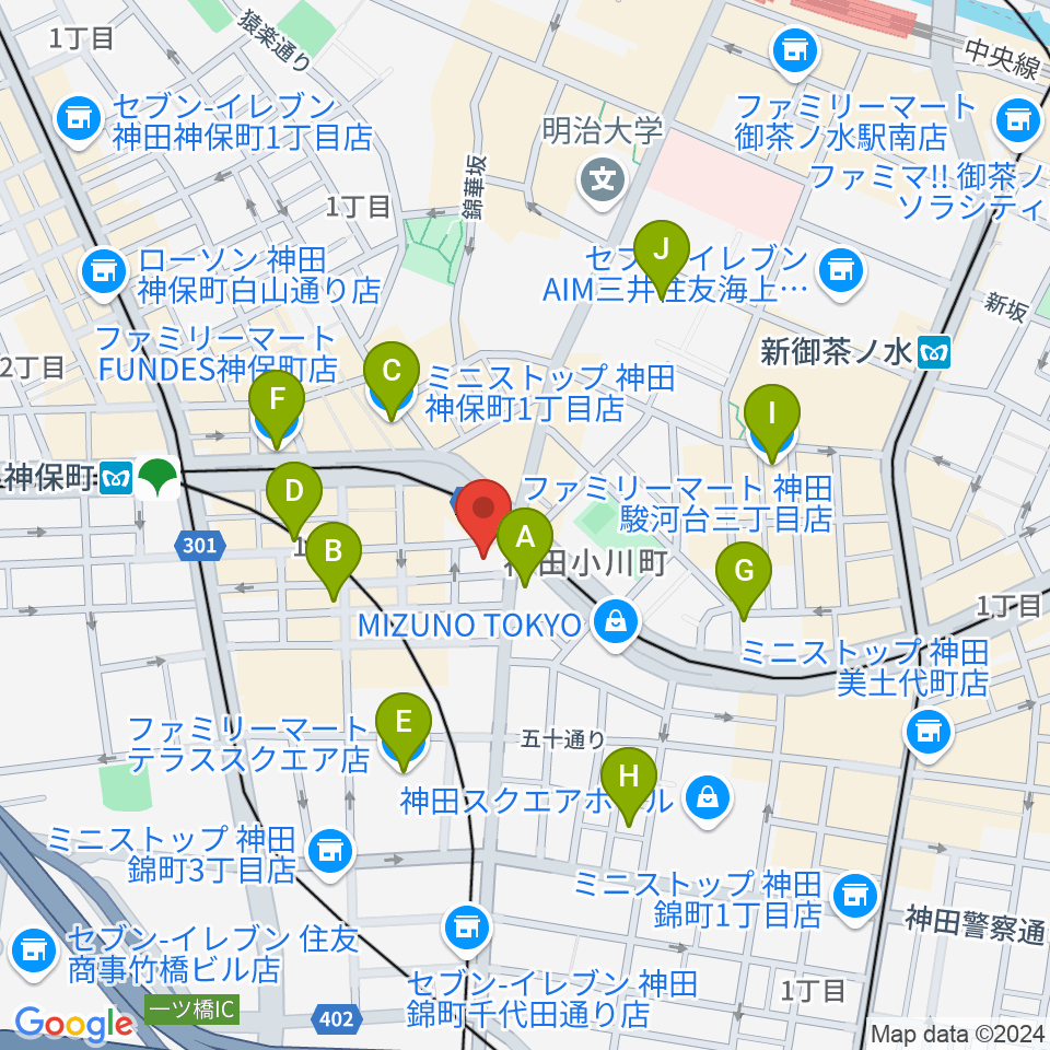 駿河台下スタジオ周辺のコンビニエンスストア一覧地図