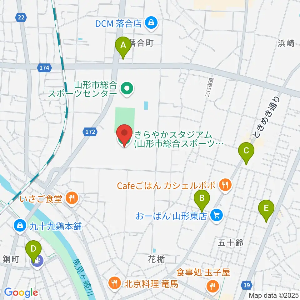 きらやかスタジアム周辺のコンビニエンスストア一覧地図