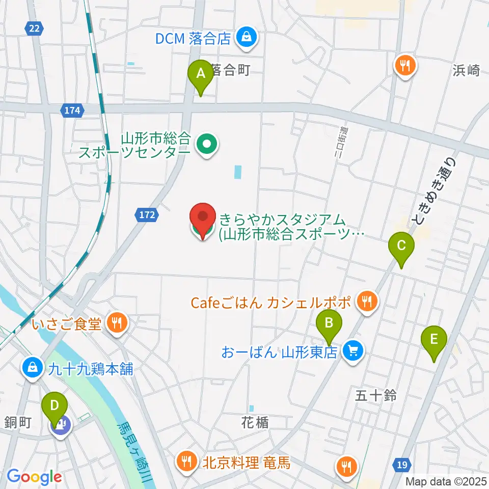 きらやかスタジアム周辺のコンビニエンスストア一覧地図