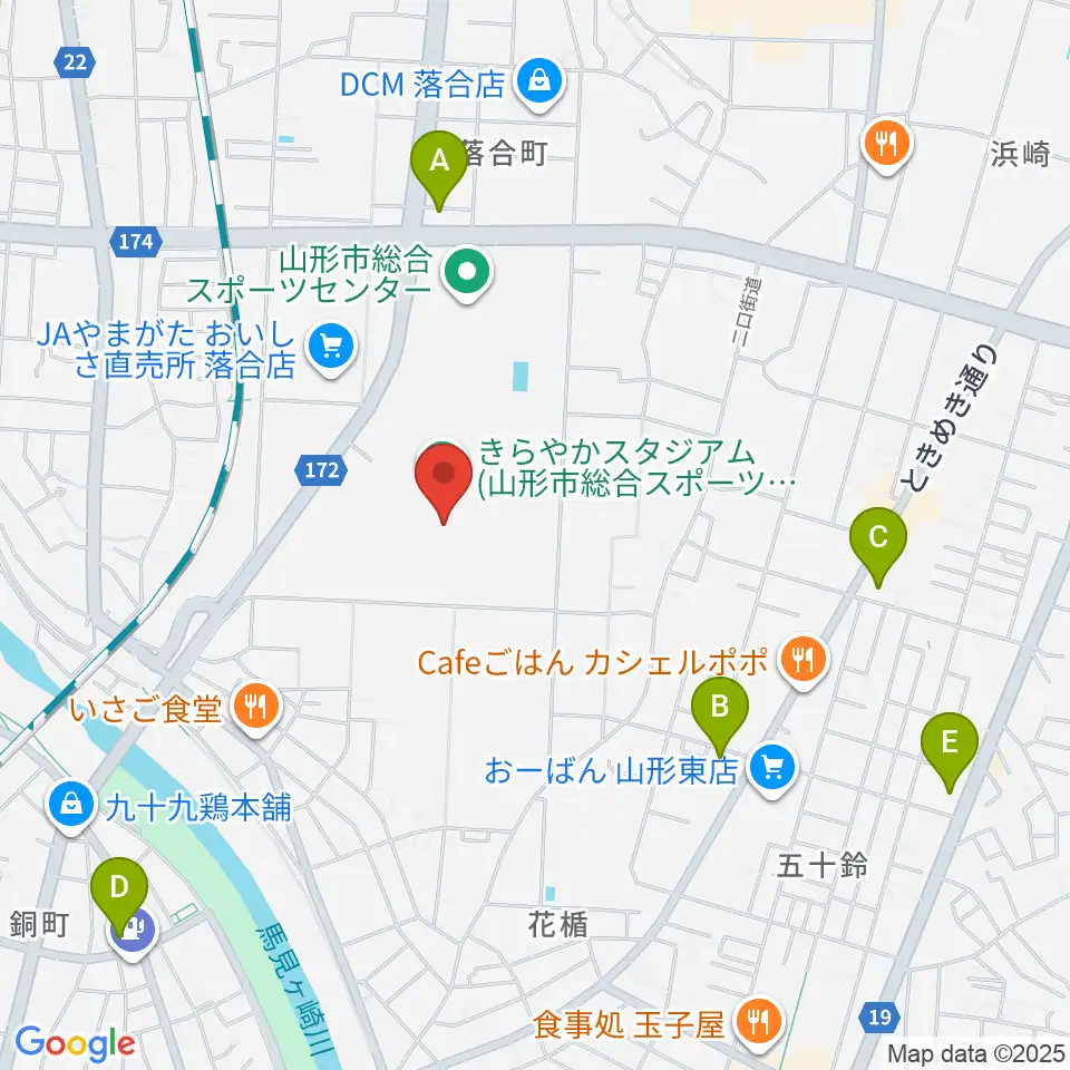 きらやかスタジアム周辺のコンビニエンスストア一覧地図