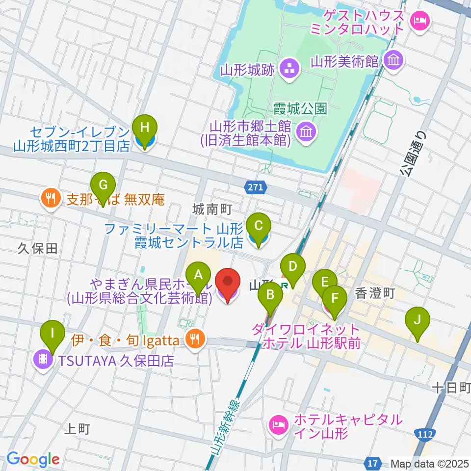 やまぎん県民ホール周辺のコンビニエンスストア一覧地図