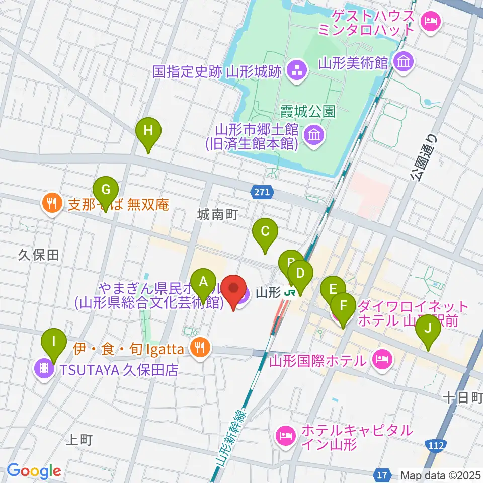 やまぎん県民ホール周辺のコンビニエンスストア一覧地図