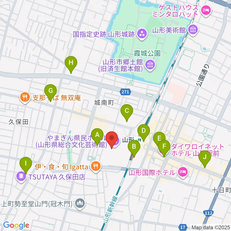 やまぎん県民ホール周辺のコンビニエンスストア一覧地図