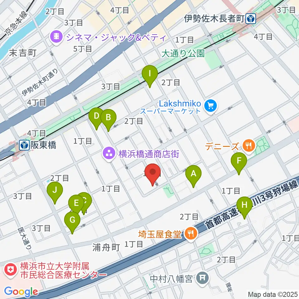 横浜橋スタジオ周辺のコンビニエンスストア一覧地図