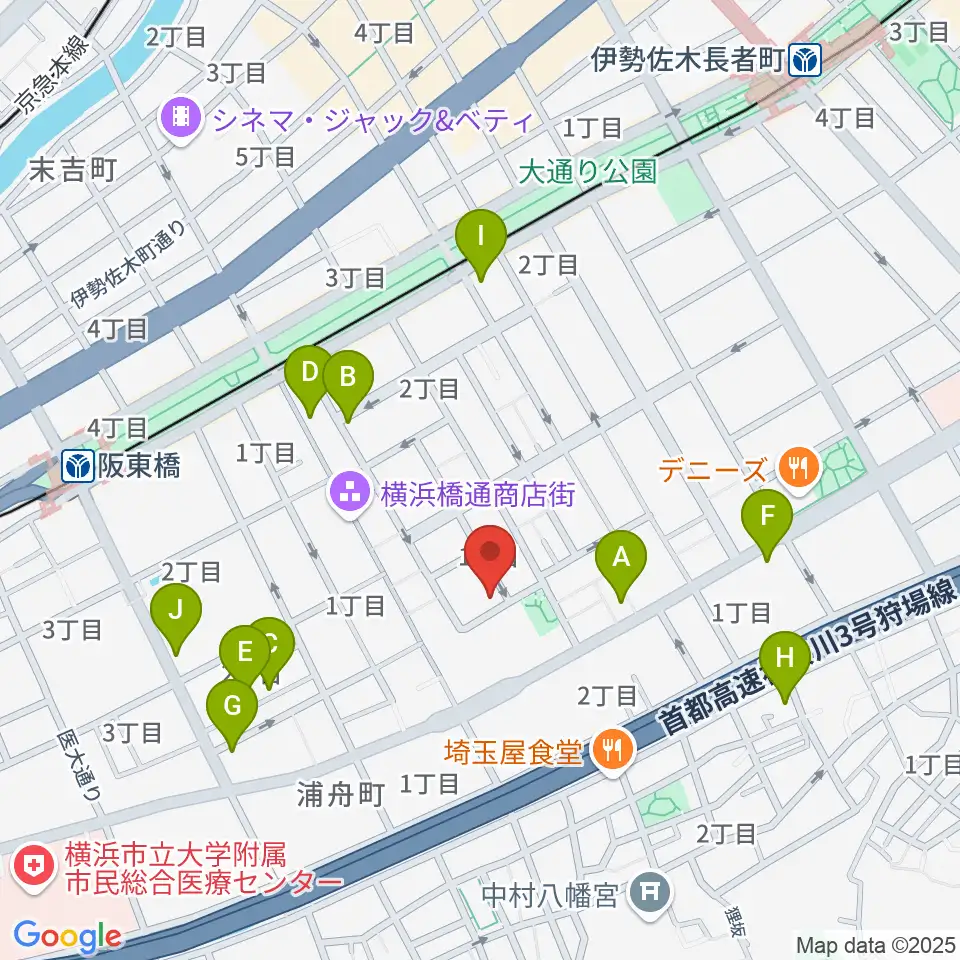 横浜橋スタジオ周辺のコンビニエンスストア一覧地図