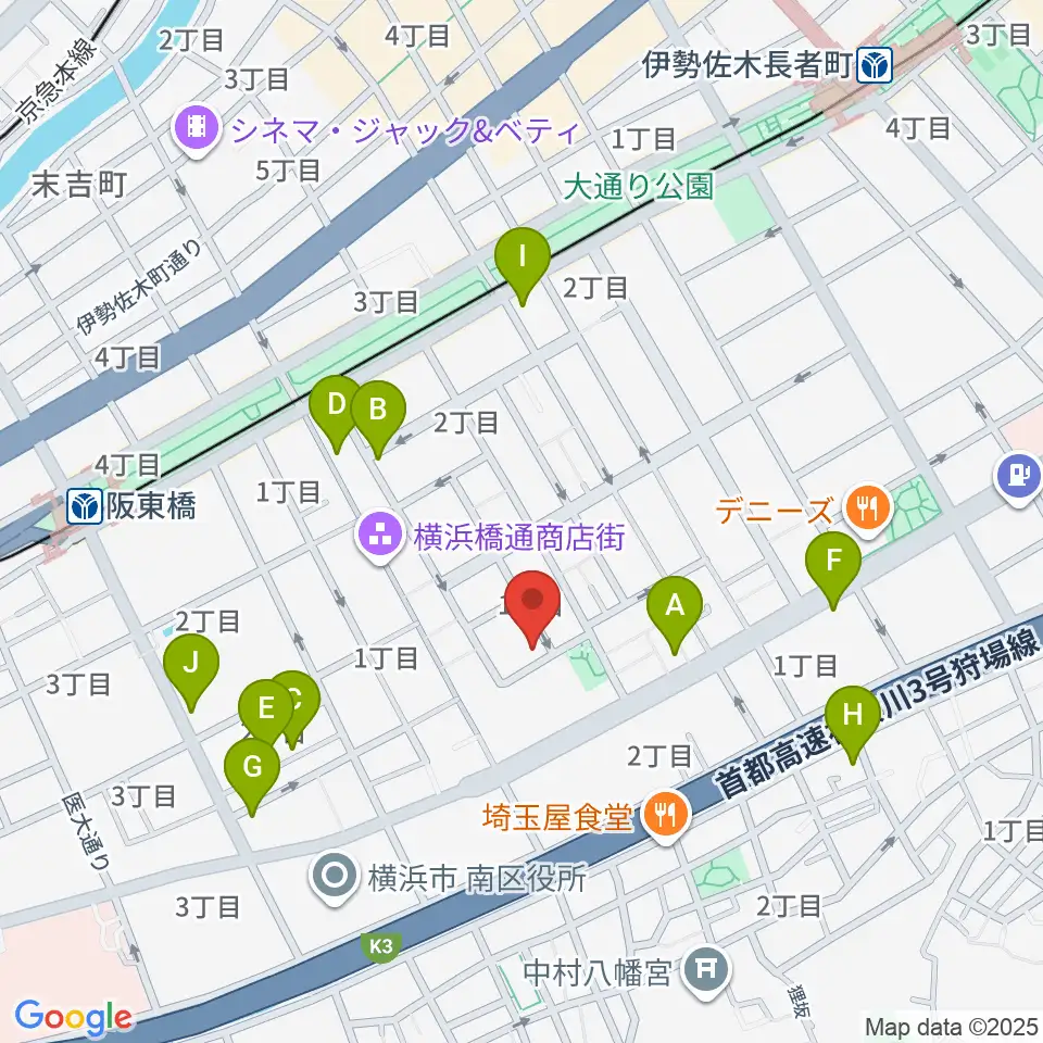 横浜橋スタジオ周辺のコンビニエンスストア一覧地図