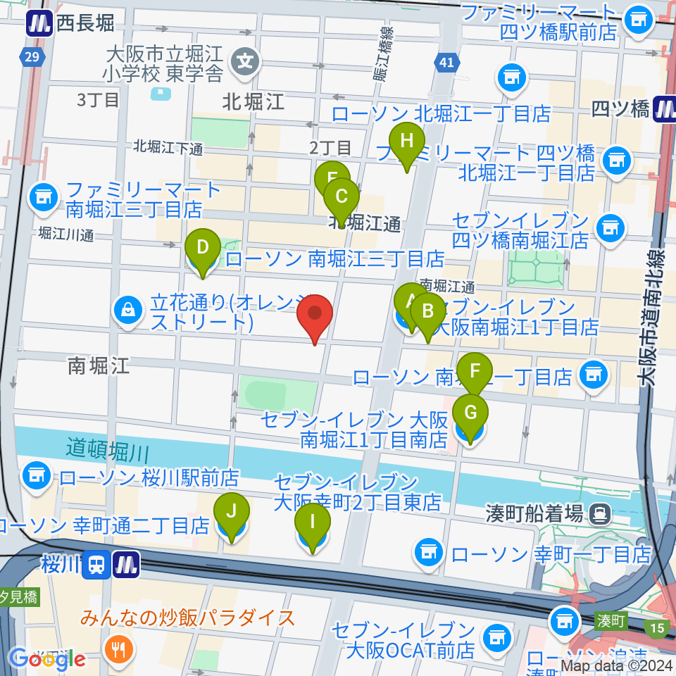 大倉ギター教室周辺のコンビニエンスストア一覧地図