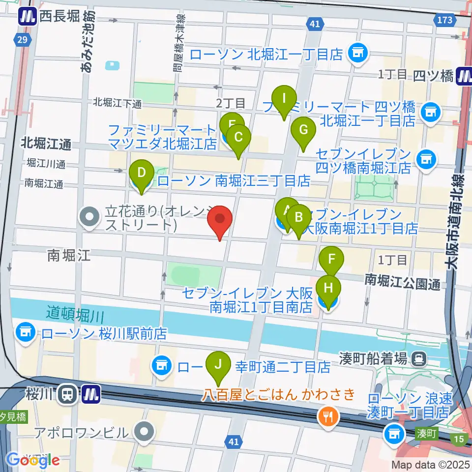 大倉ギター教室周辺のコンビニエンスストア一覧地図