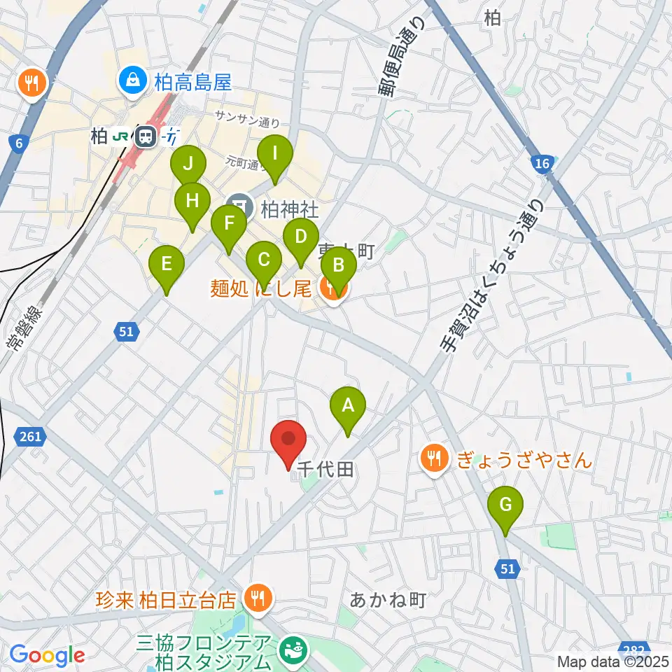 リアクション柏周辺のコンビニエンスストア一覧地図