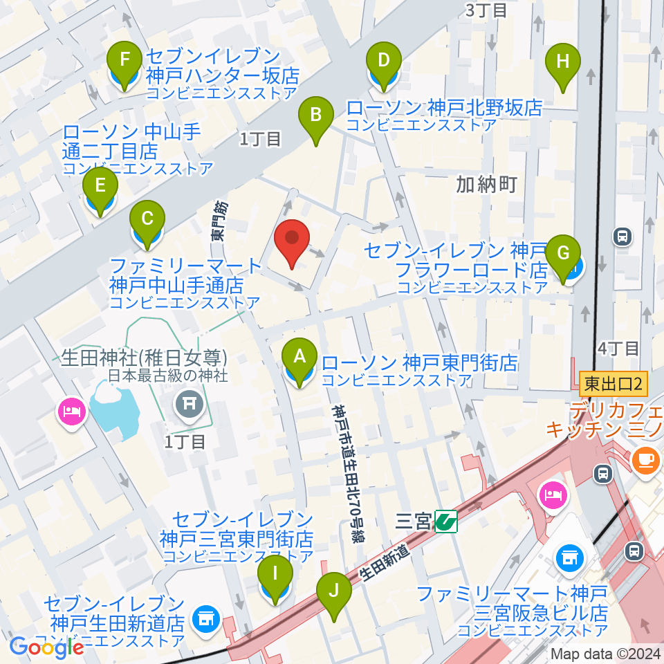 神戸 隠れ谷周辺のコンビニエンスストア一覧地図