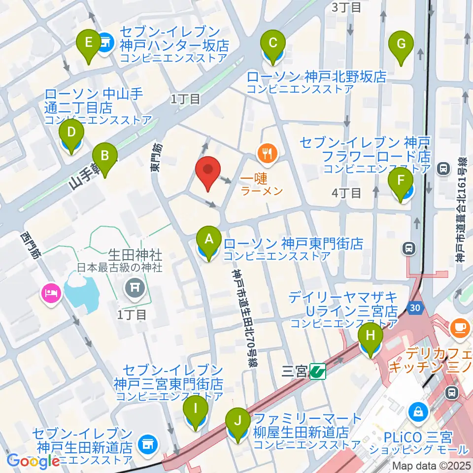 神戸 隠れ谷周辺のコンビニエンスストア一覧地図