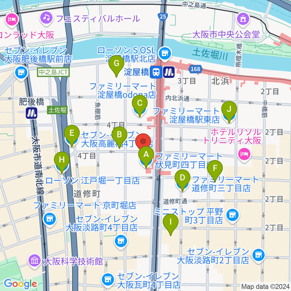 朝日生命ホール周辺のコンビニエンスストア一覧地図