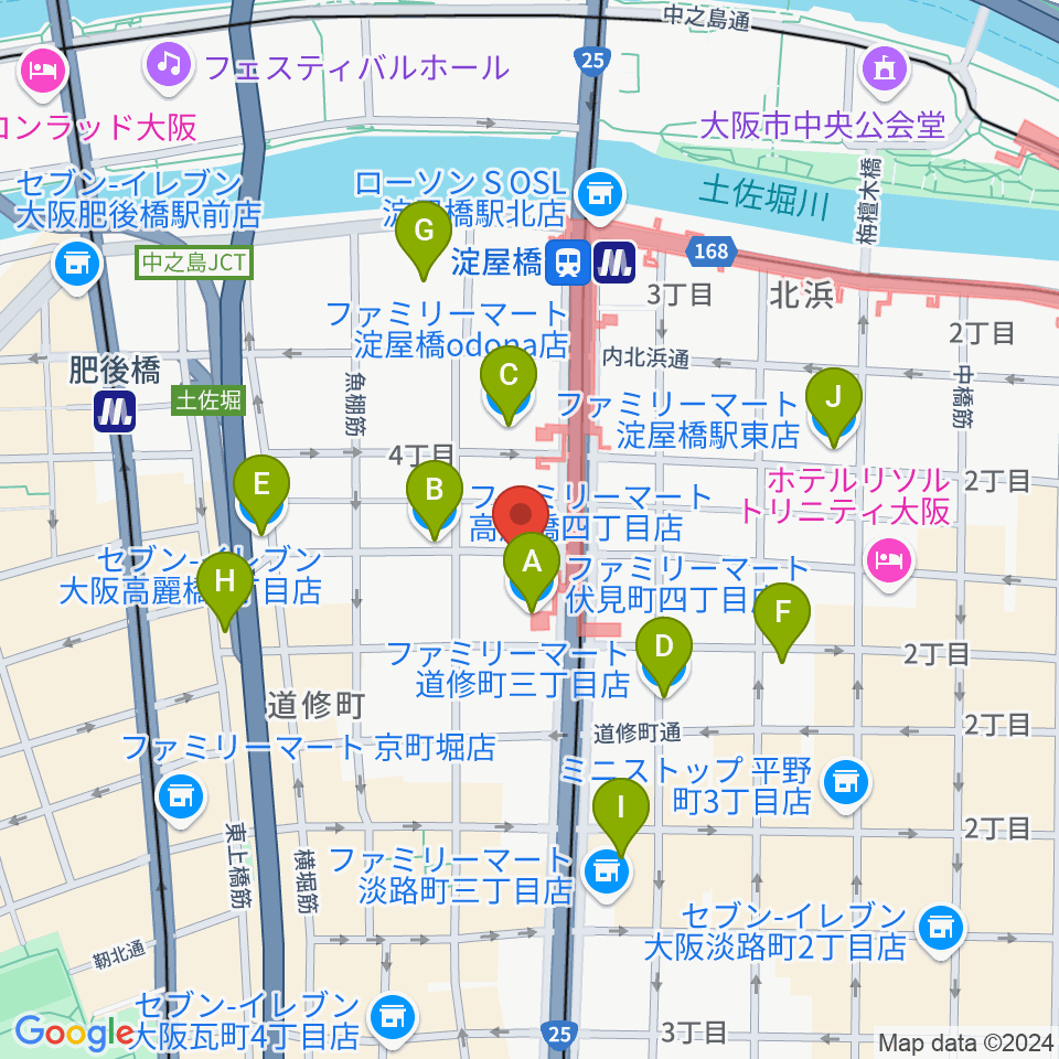 朝日生命ホール周辺のコンビニエンスストア一覧地図