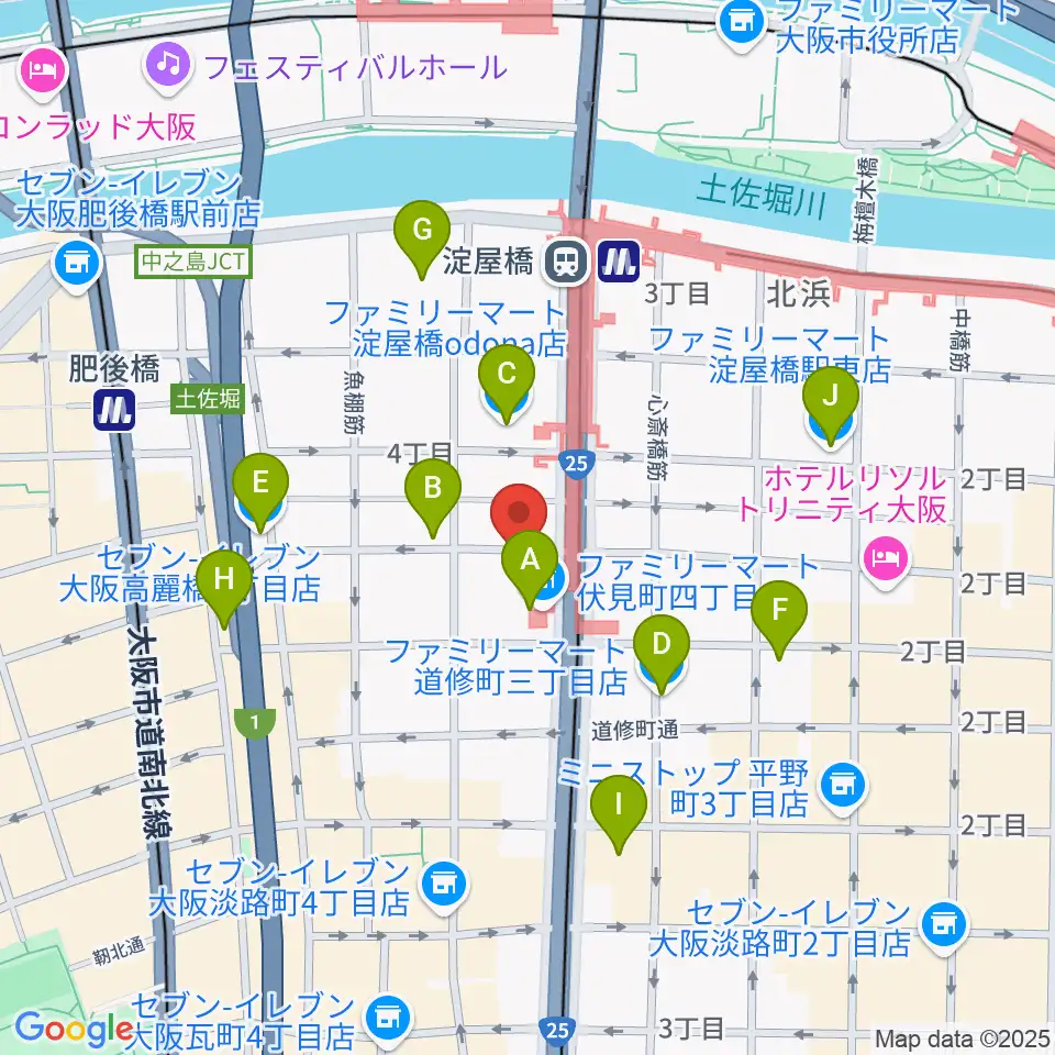 朝日生命ホール周辺のコンビニエンスストア一覧地図