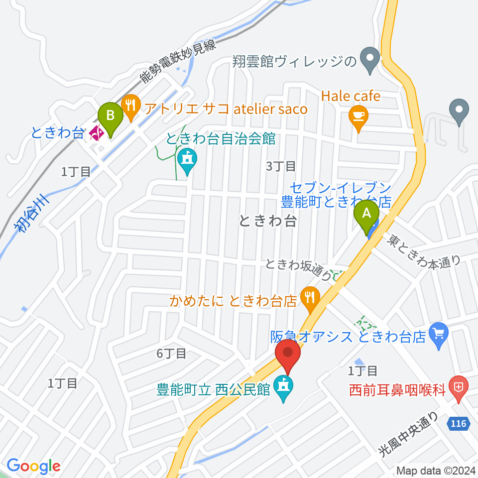 豊能町立ユーベルホール周辺のコンビニエンスストア一覧地図