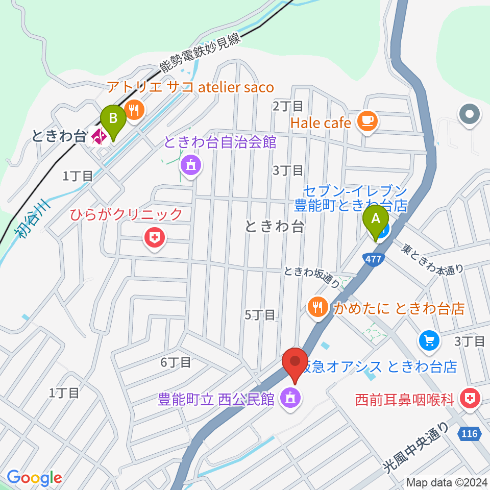 豊能町立ユーベルホール周辺のコンビニエンスストア一覧地図