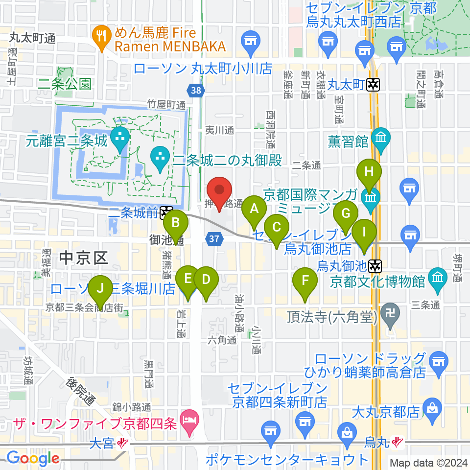 京都堀川音楽高等学校 音楽ホール周辺のコンビニエンスストア一覧地図