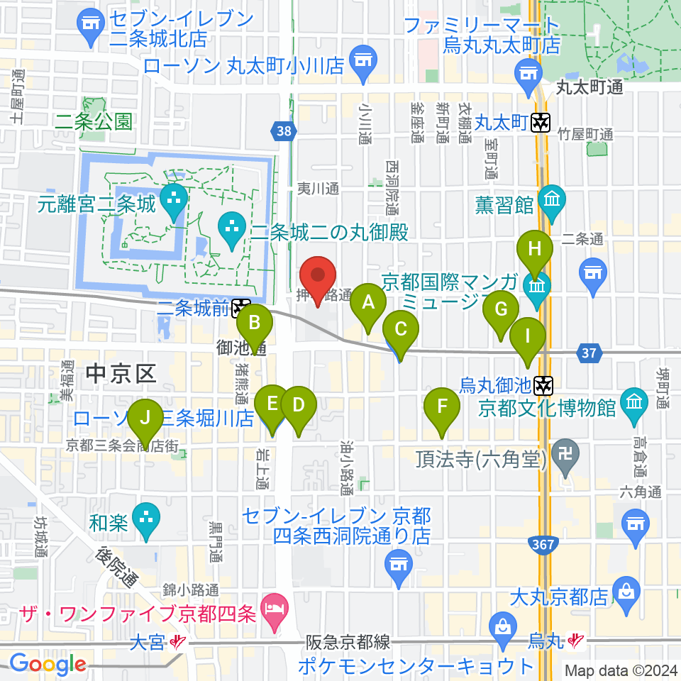 京都堀川音楽高等学校 音楽ホール周辺のコンビニエンスストア一覧地図