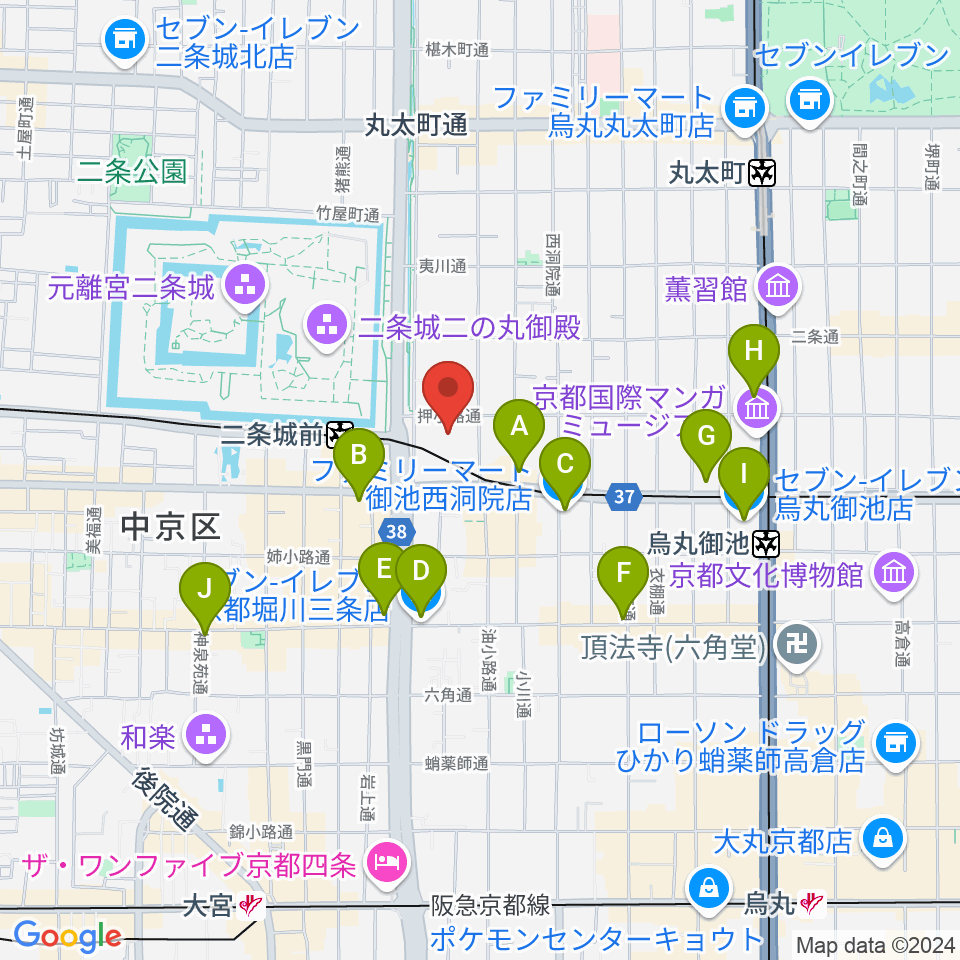 京都堀川音楽高等学校 音楽ホール周辺のコンビニエンスストア一覧地図