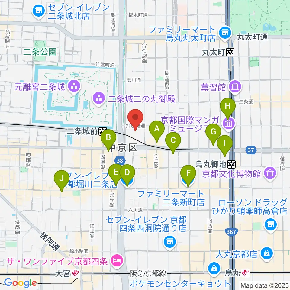 京都堀川音楽高等学校 音楽ホール周辺のコンビニエンスストア一覧地図