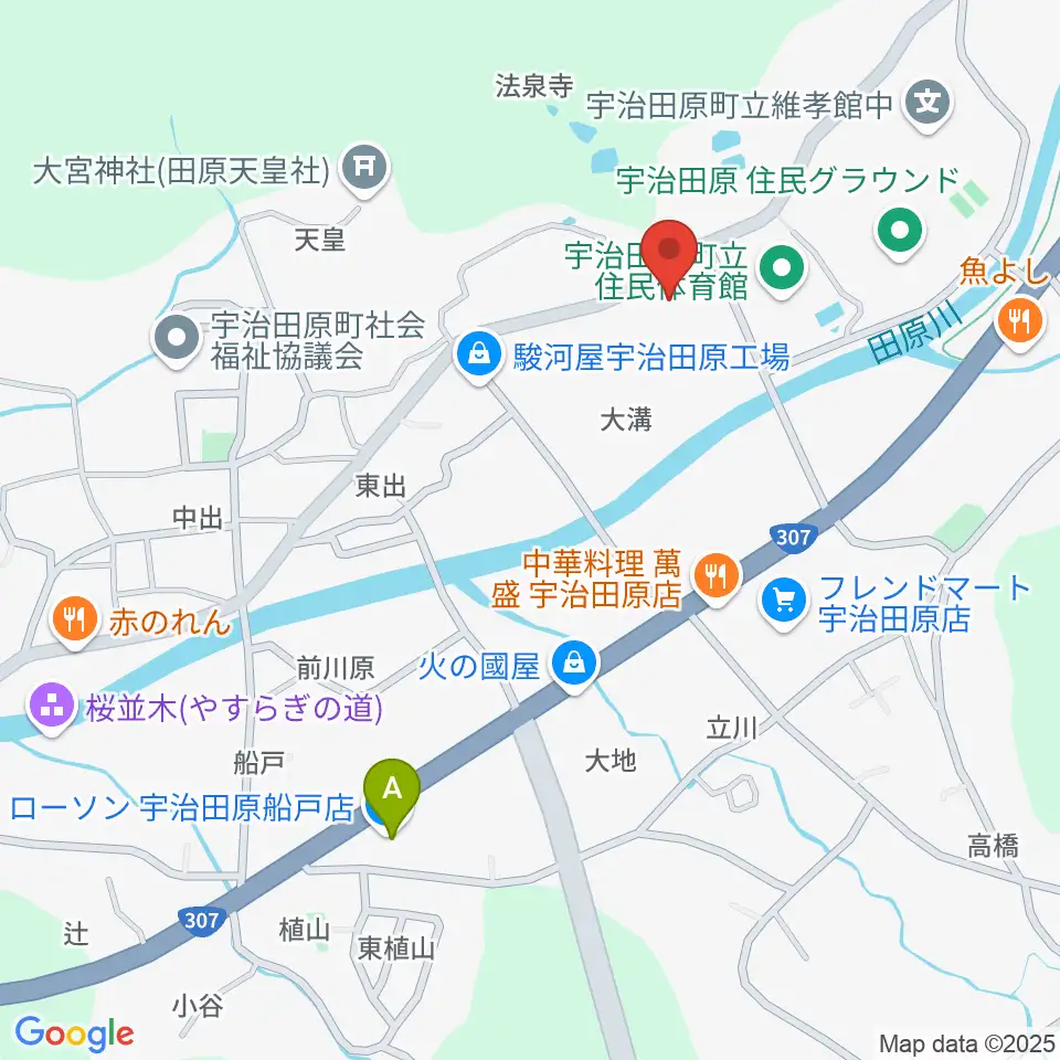 宇治田原町総合文化センター周辺のコンビニエンスストア一覧地図