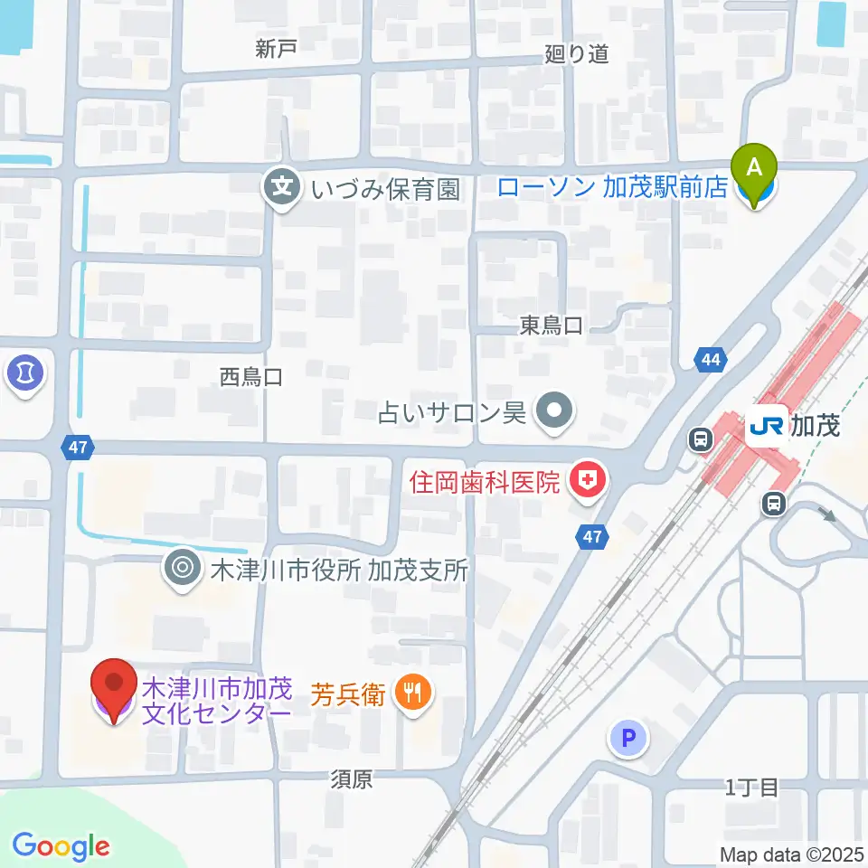 木津川市加茂文化センター あじさいホール周辺のコンビニエンスストア一覧地図