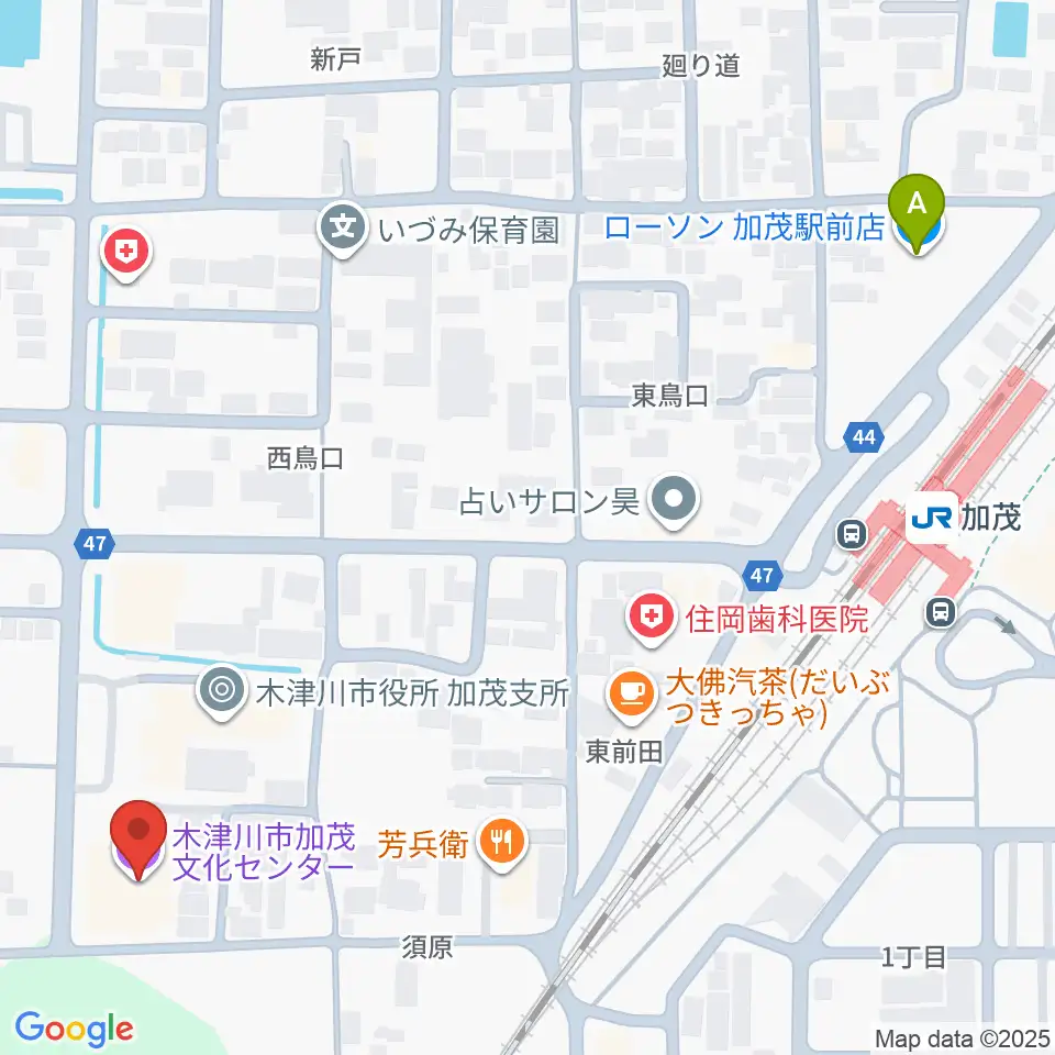 木津川市加茂文化センター あじさいホール周辺のコンビニエンスストア一覧地図