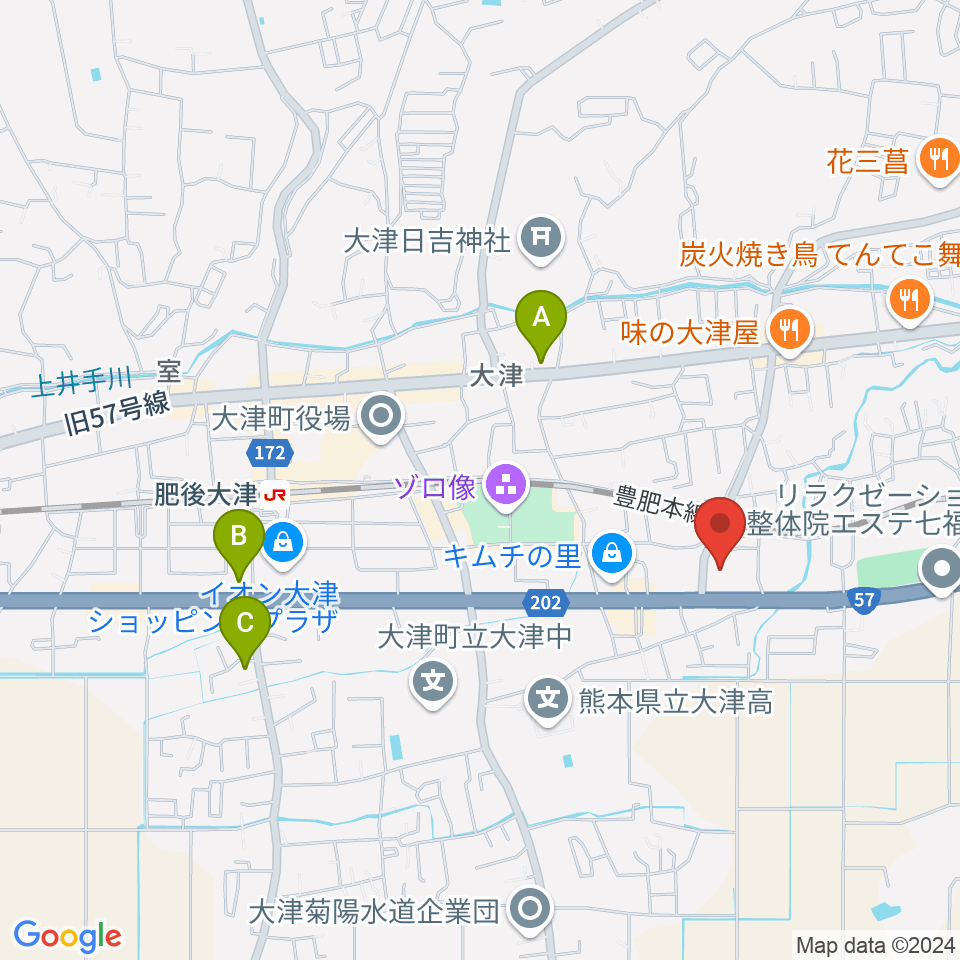 大津町生涯学習センター周辺のコンビニエンスストア一覧地図