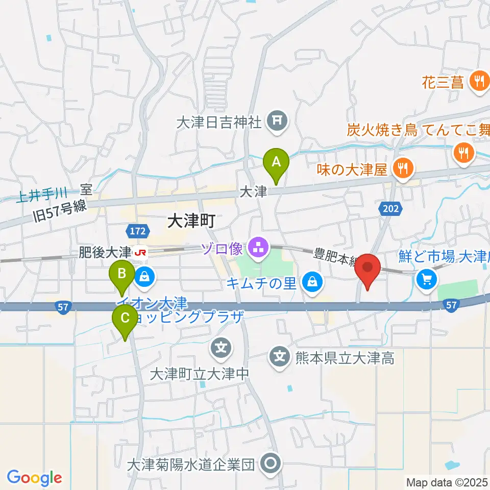 大津町生涯学習センター周辺のコンビニエンスストア一覧地図