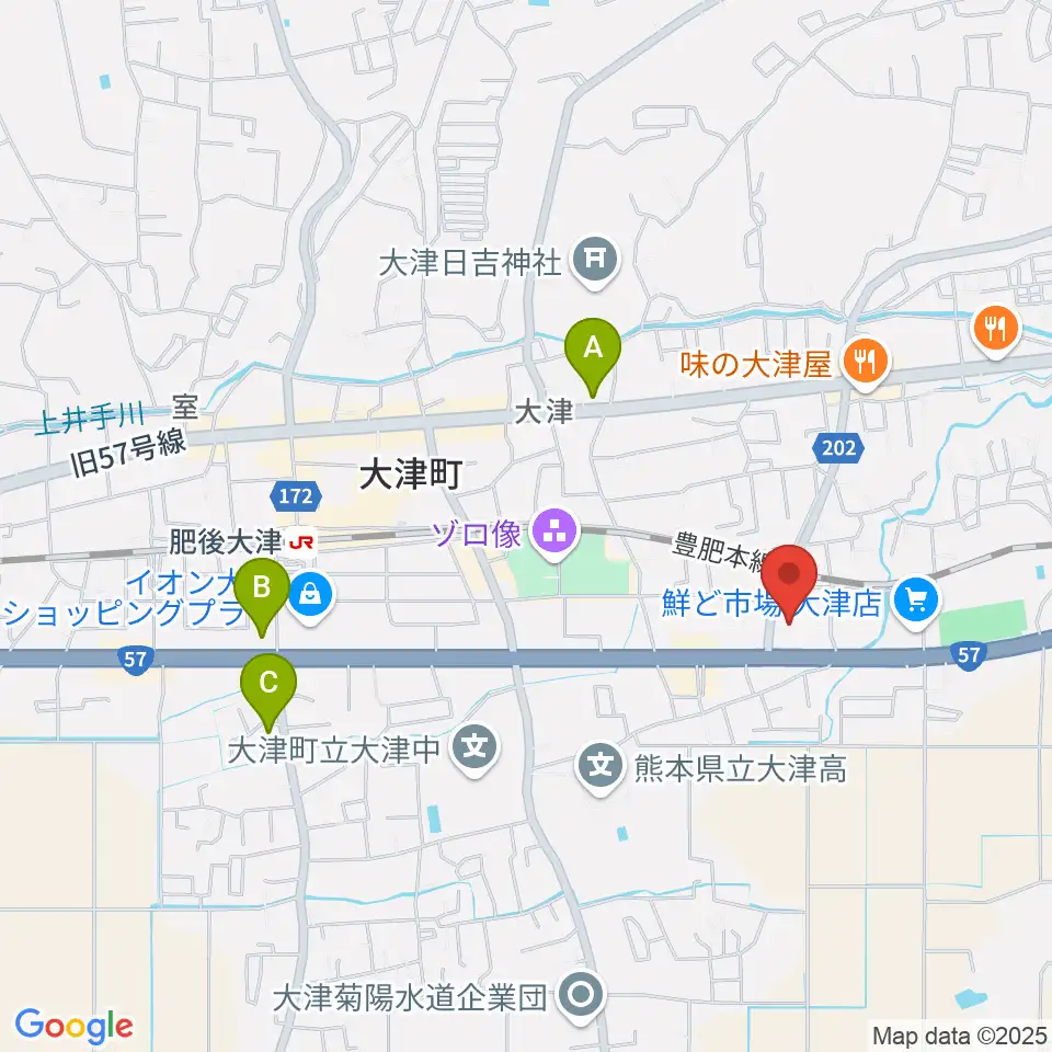大津町生涯学習センター周辺のコンビニエンスストア一覧地図