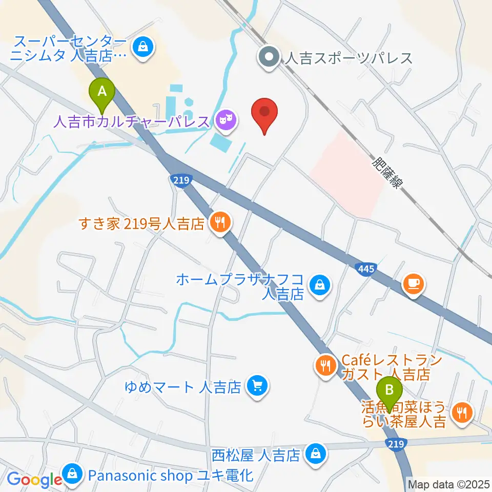 人吉市カルチャーパレス周辺のコンビニエンスストア一覧地図