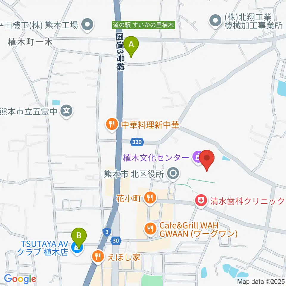 熊本市植木文化ホール周辺のコンビニエンスストア一覧地図