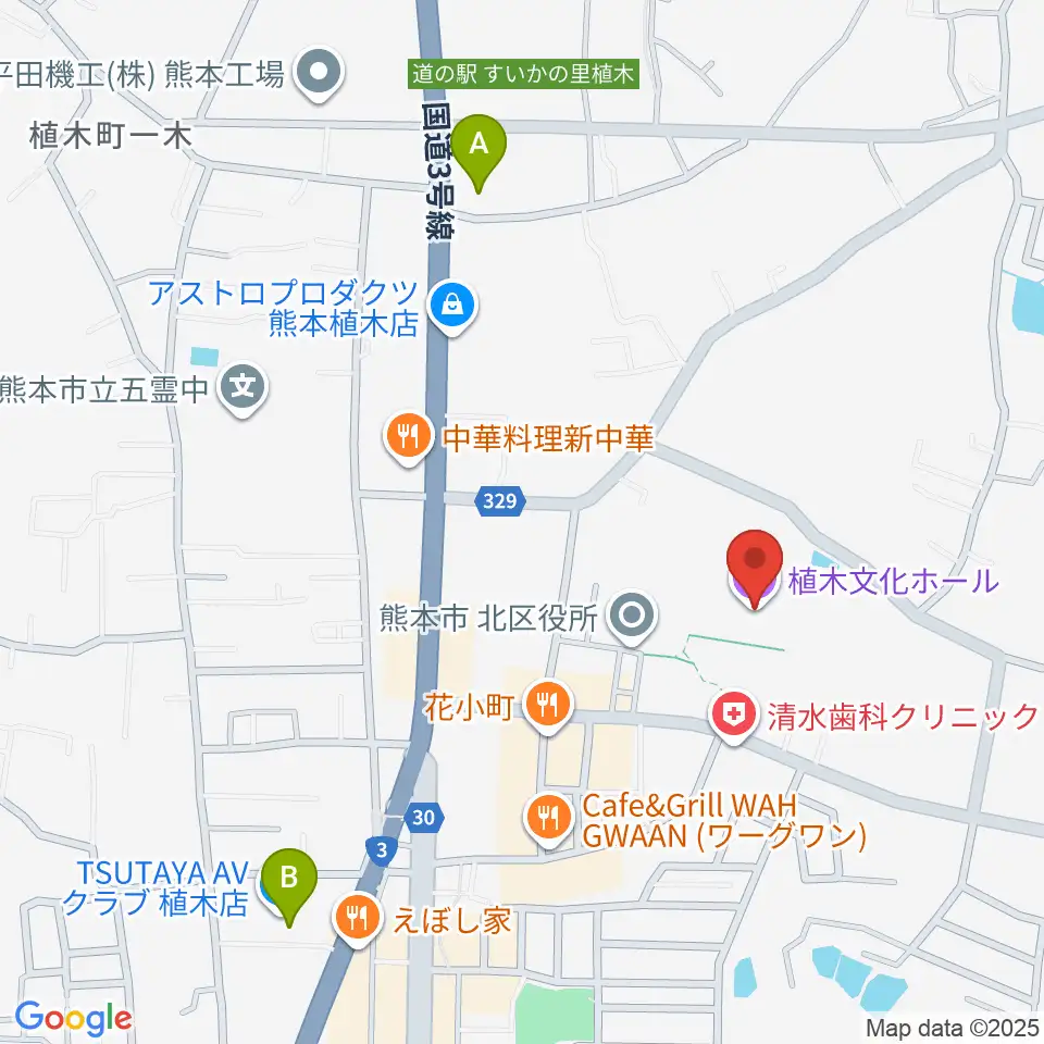 熊本市植木文化ホール周辺のコンビニエンスストア一覧地図