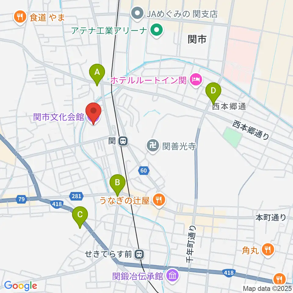 関市文化会館周辺のコンビニエンスストア一覧地図