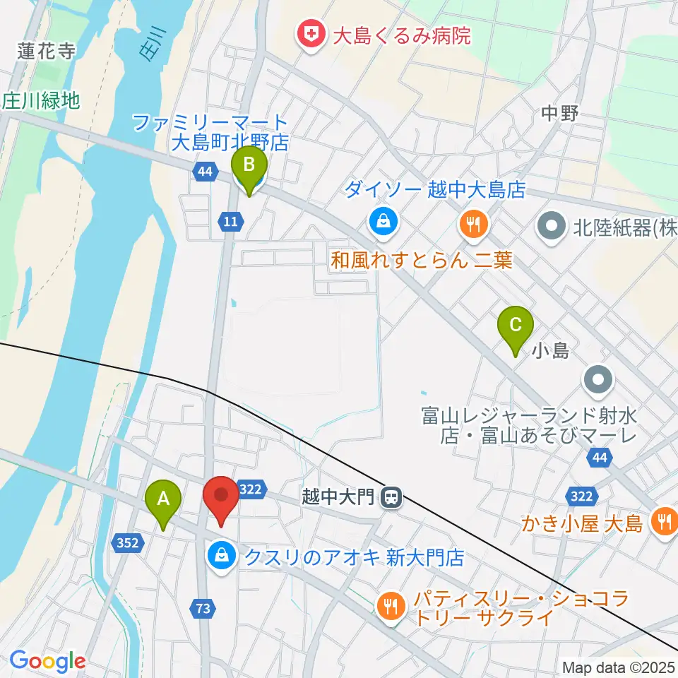 射水市大門総合会館周辺のコンビニエンスストア一覧地図