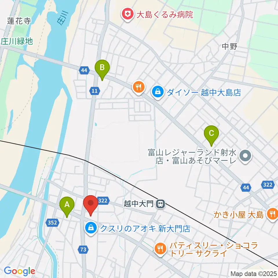 射水市大門総合会館周辺のコンビニエンスストア一覧地図