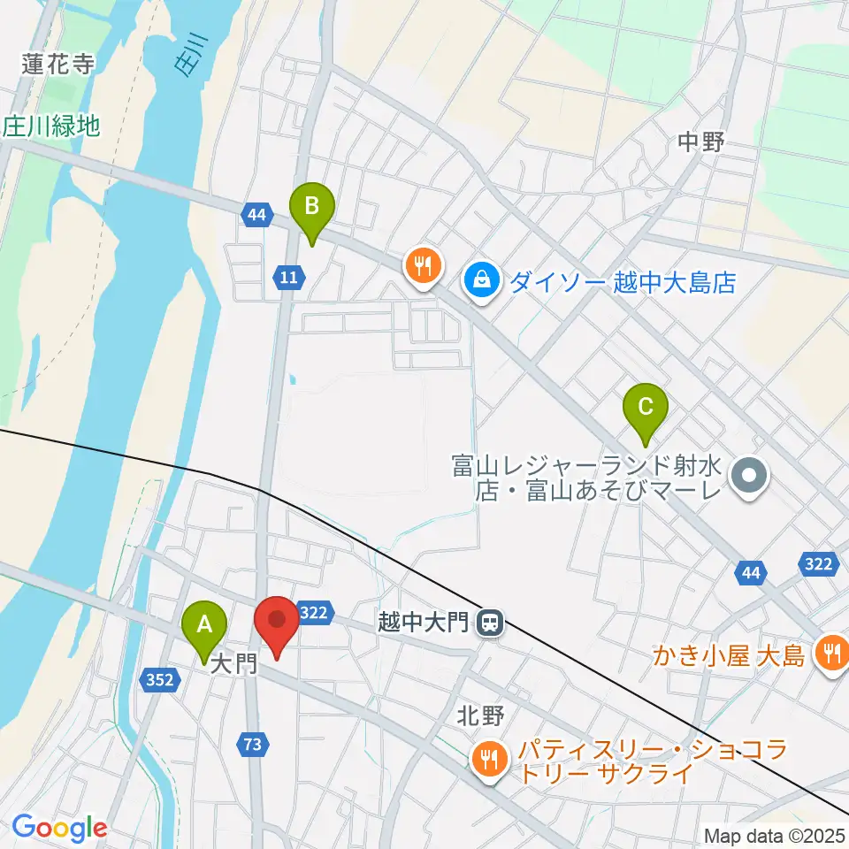 射水市大門総合会館周辺のコンビニエンスストア一覧地図