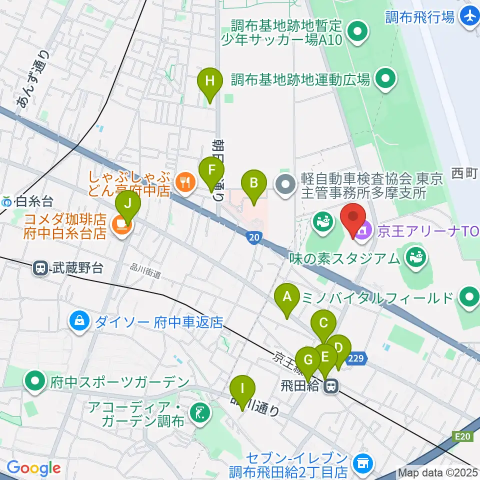 京王アリーナTOKYO周辺のコンビニエンスストア一覧地図