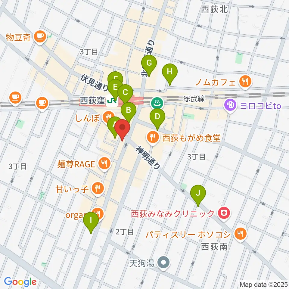 ニュースター楽器 西荻窪センター周辺のコンビニエンスストア一覧地図
