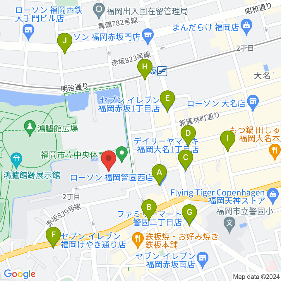 福岡市立中央市民センター周辺のコンビニエンスストア一覧地図