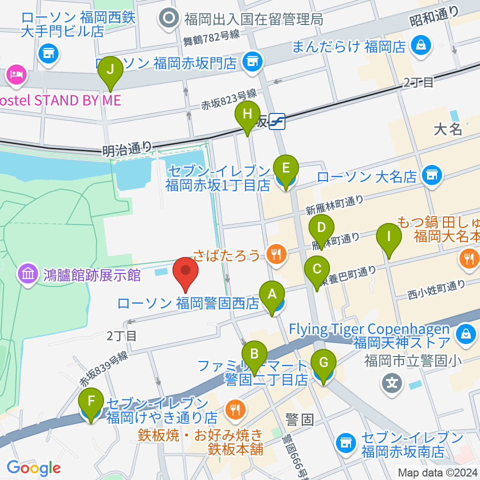 福岡市立中央市民センター周辺のコンビニエンスストア一覧地図