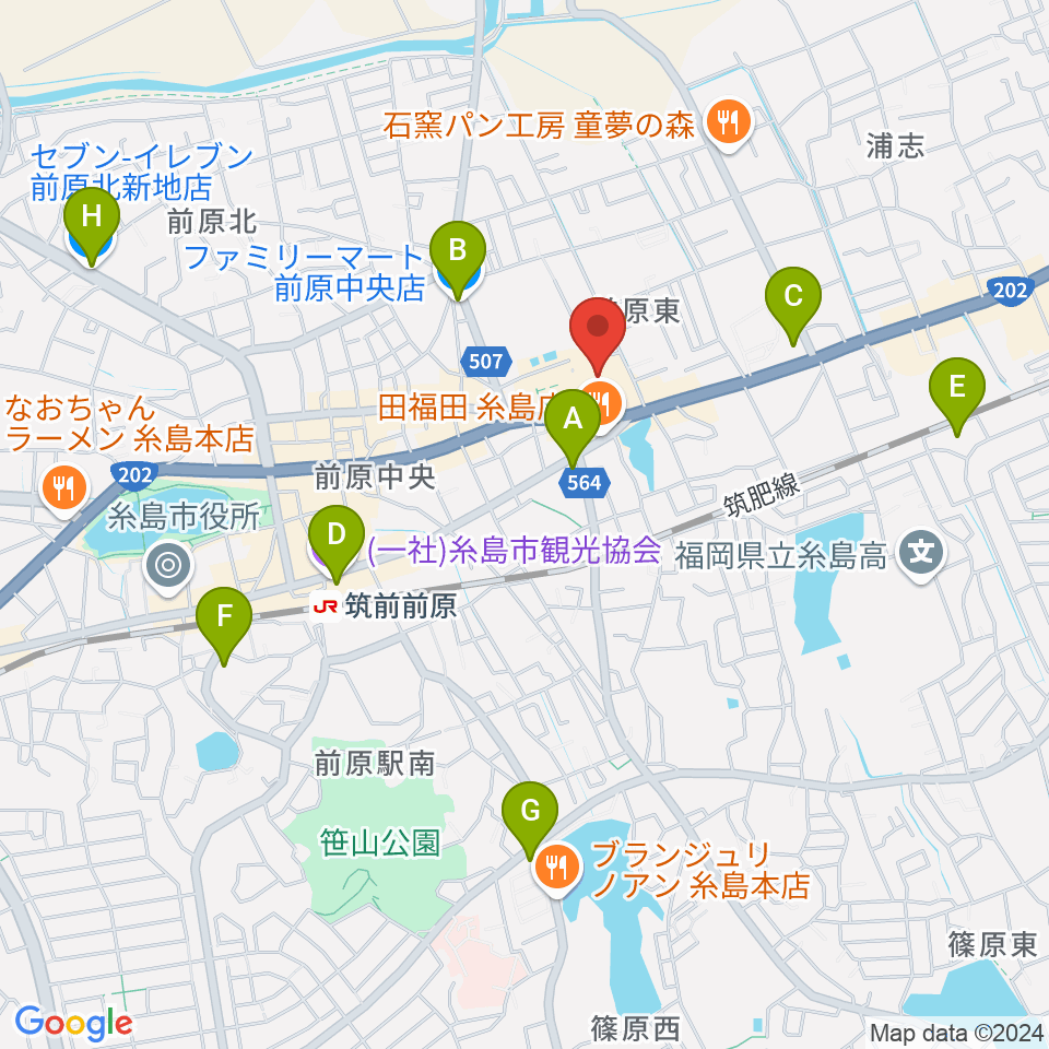 伊都文化会館周辺のコンビニエンスストア一覧地図