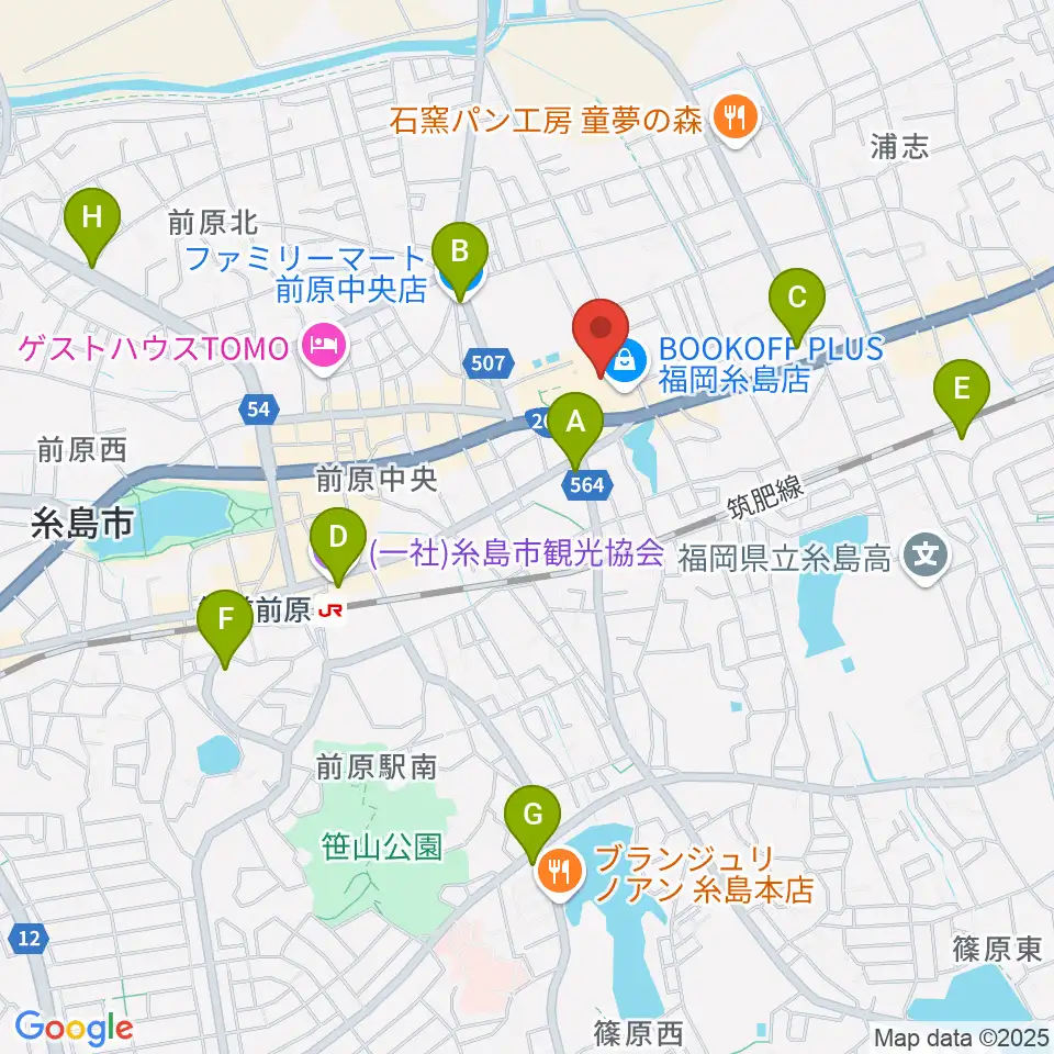 伊都文化会館周辺のコンビニエンスストア一覧地図