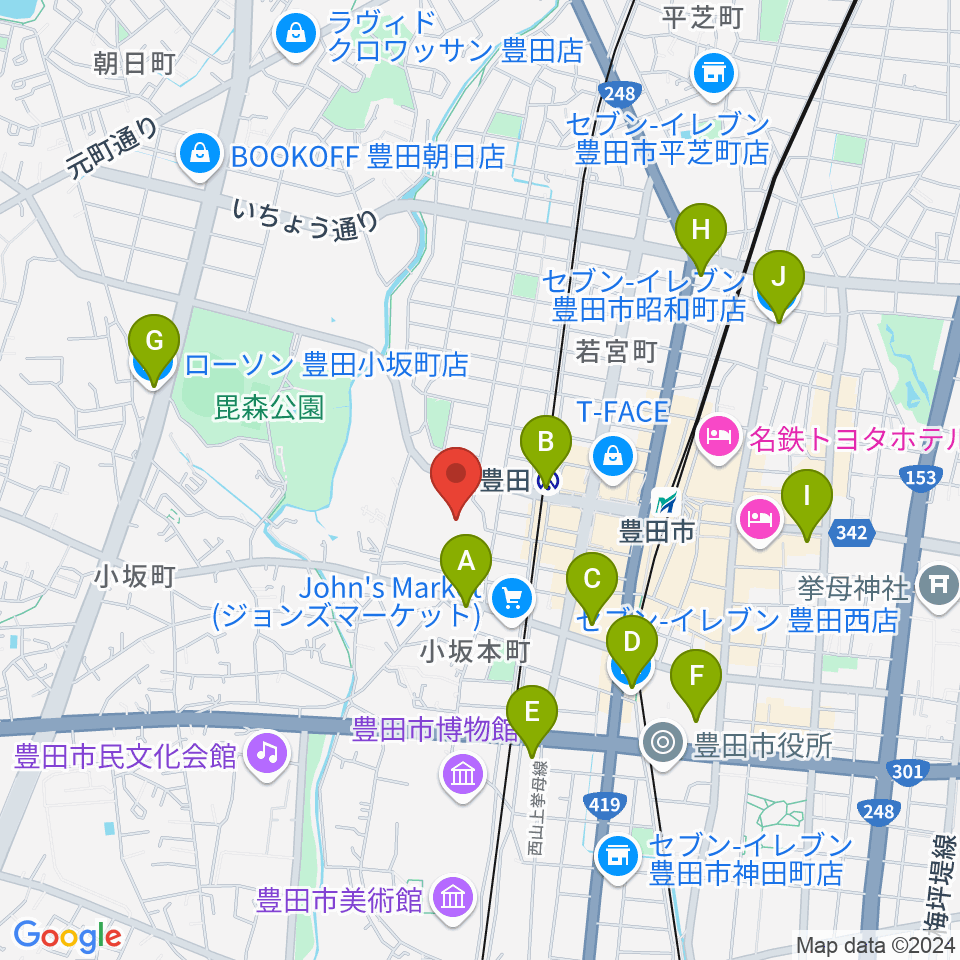 豊田産業文化センター周辺のコンビニエンスストア一覧地図